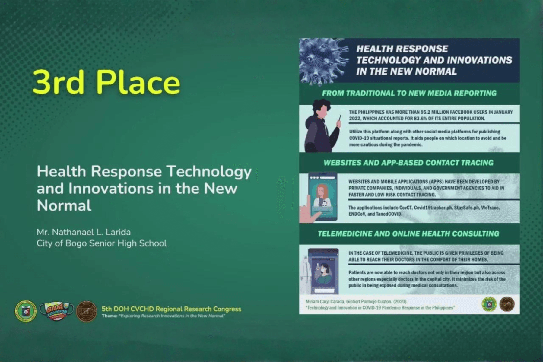 Third-place research poster on health response technology and innovations in the new normal